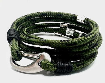 Khaki green paracord bracelet, survival bracelet, gift for him, gift for dad