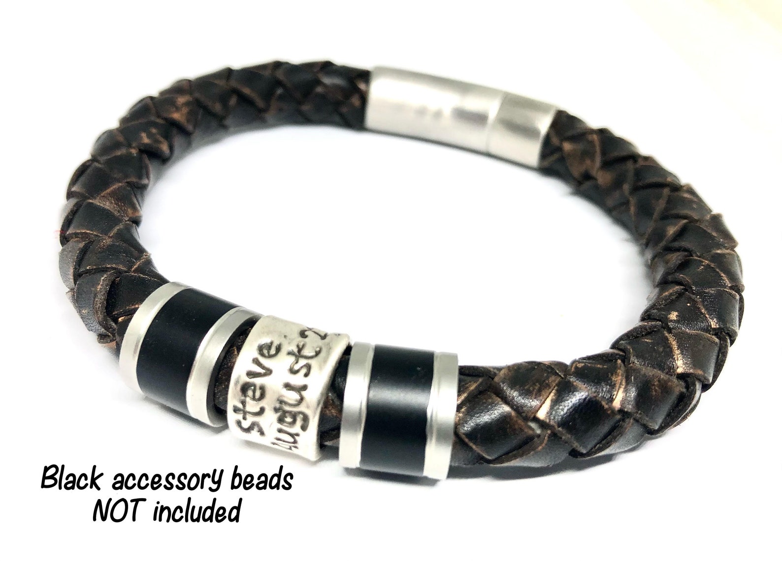 Mens chunky leather bracelet Clearance