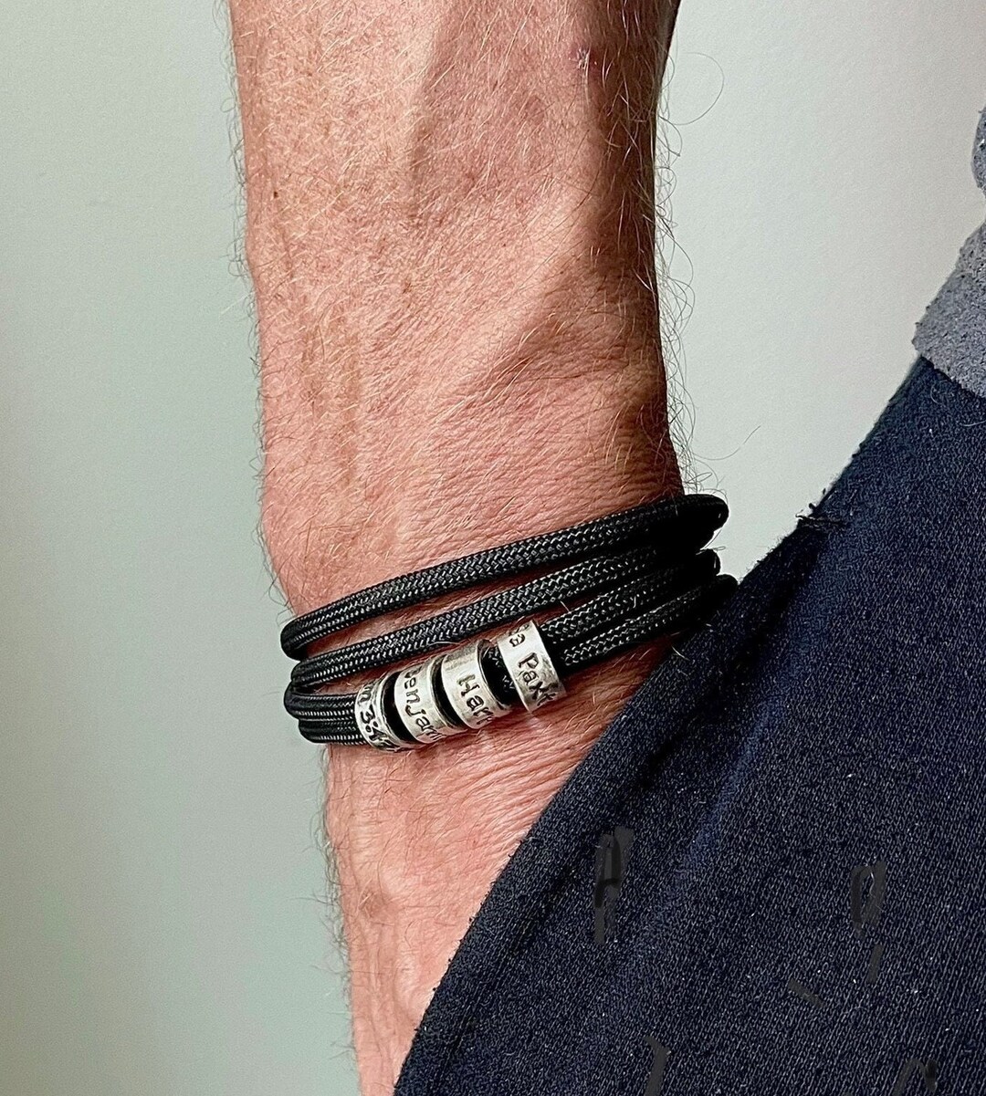 Paracord Name Bracelet, Mens Vegan Personalised Bracelet