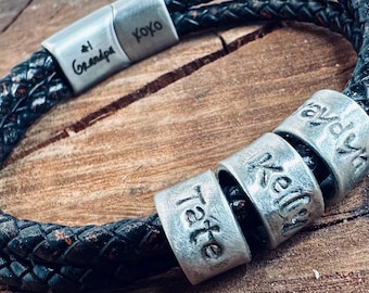 Vaderdagcadeau, leren herenarmband, gepersonaliseerde armband voor mannen, cadeaus voor mannen, aangepaste armband, gegraveerde leren armband verstelbaar