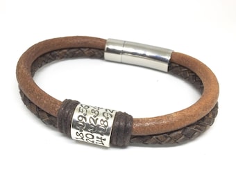 Herenarmband, Vaderdag, gepersonaliseerde leren armband, leren herenarmband, vaderdagcadeau, gepersonaliseerde herenarmband, cadeau voor papa