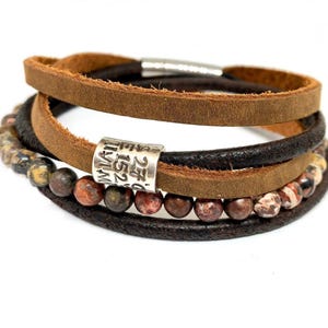 Herren Perlen Wickelarmband, personalisierte Wickelarmband, Leder Manschette, Inspiration Armband, Vatertagsgeschenk Bild 1