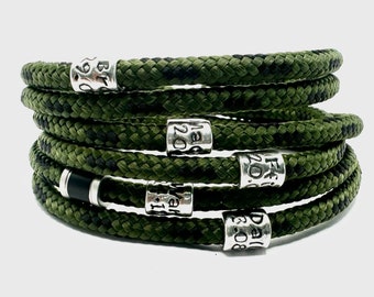 Khaki green paracord bracelet, survival bracelet, gift for him, gift for dad