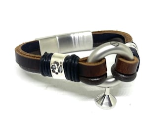 Pulsera de urna para cenizas humanas, cuentas con huellas de patas, joyería para cremación de mascotas para hombre, pulsera de cuero, joyería para cenizas, joyería conmemorativa, regalo de urna