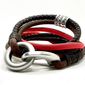 Brown Leather and Paracord Wrap Cremation Bracelet for Men, Urn Bracelet, Memorial Bracelet Keepsake for Ashes