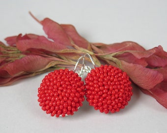 Red Circle Dangle Earrings