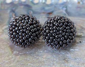 Brown Circle Clip On Earrings