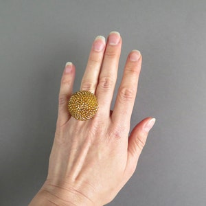 Gold Ton Statement Strukturierte Kreis Einstellbar Ring