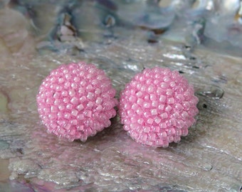 Pink Circle Clip On Earrings