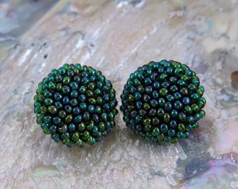 Green Multicolor Clip On Earrings