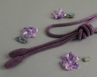 Long Purple Bead Crochet Necklace