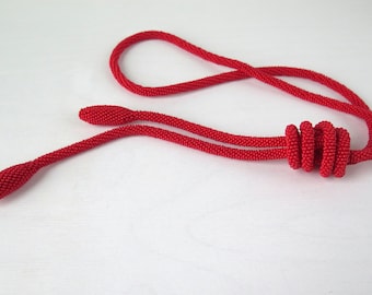 Bright Red Long Rope Necklace