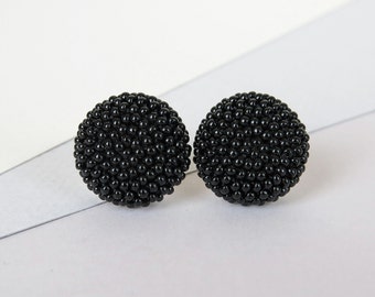 Black Circle Stud Earrings, Pin Up Girl Stud Earrings