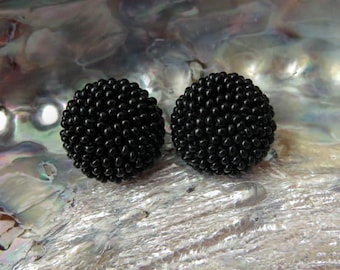 Black Circle Clip On Earrings