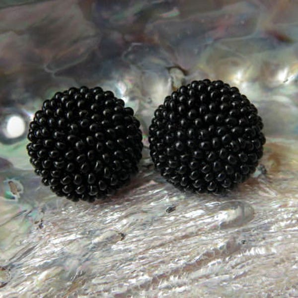 Black Circle Clip On Earrings