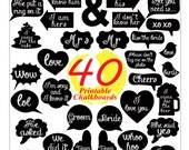 Photo Booth Props 40 DIY PDF Printable Chalkboard Signs in 2 size Speech Bubbles for weddings, birthday, parties and fun