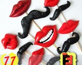 Eingestellt von 11 Smilebooth Foto Stand Props für Hochzeit, Engagement, Partei Dekor Kunststoff Lippen und Kunststoff Schnurrbart