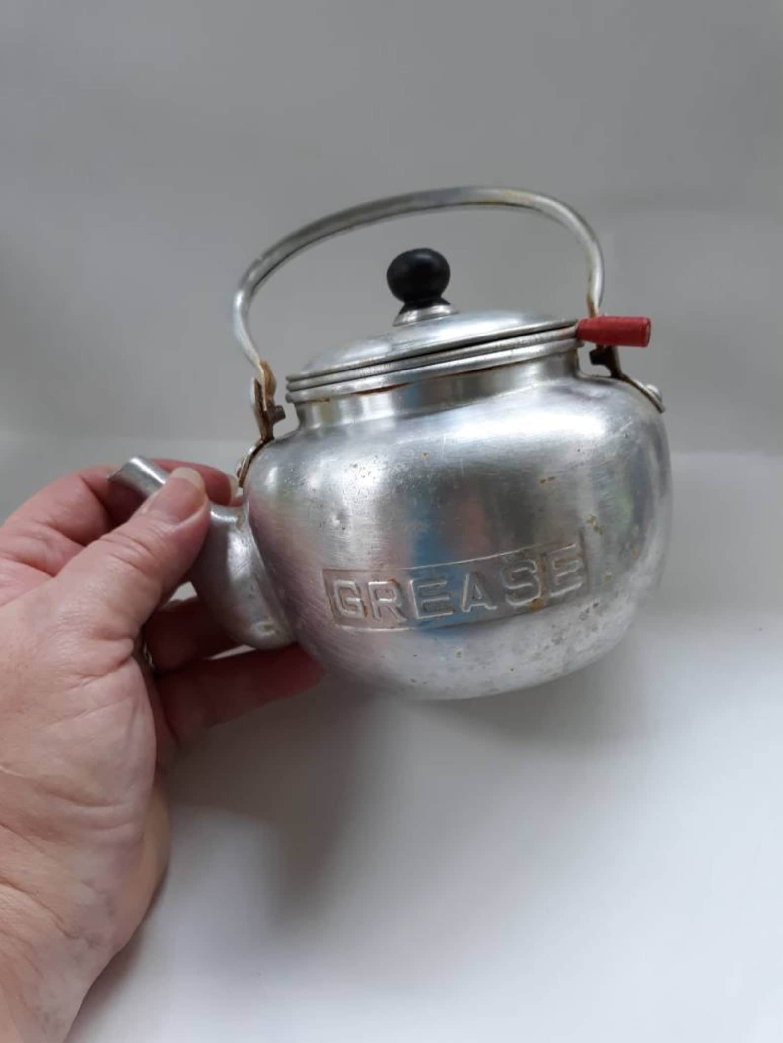 Small Aluminum Tea Pot Shaped Grease Can Strainer Included AS Etsy