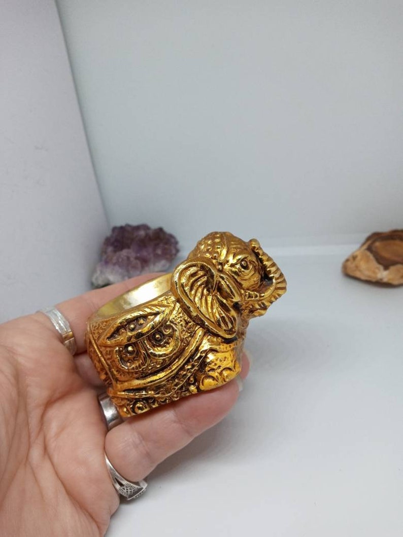 Gold Color Porcelain Elephant Ring Dish