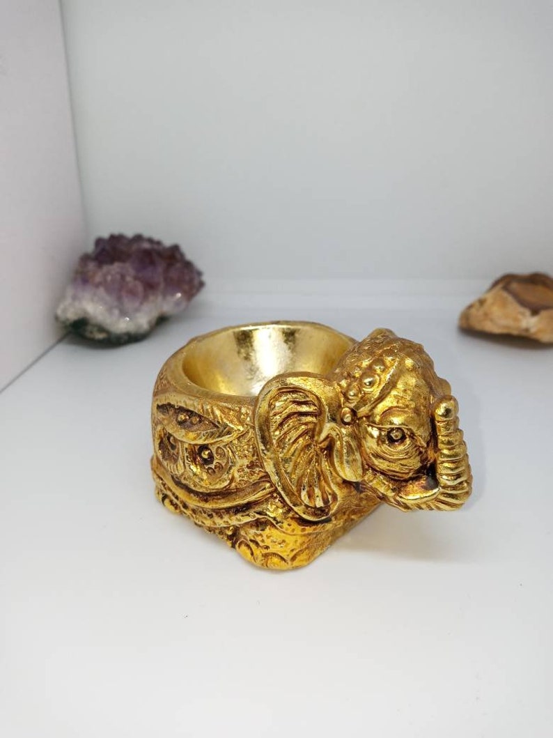 Gold Color Porcelain Elephant Ring Dish