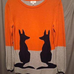 Vintage Ladies Lightweight Crown and Ivy Sweater With Fox Size X Small