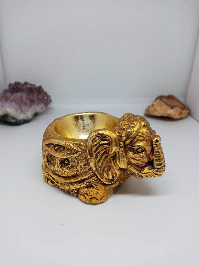 Gold Color Porcelain Elephant Ring Dish