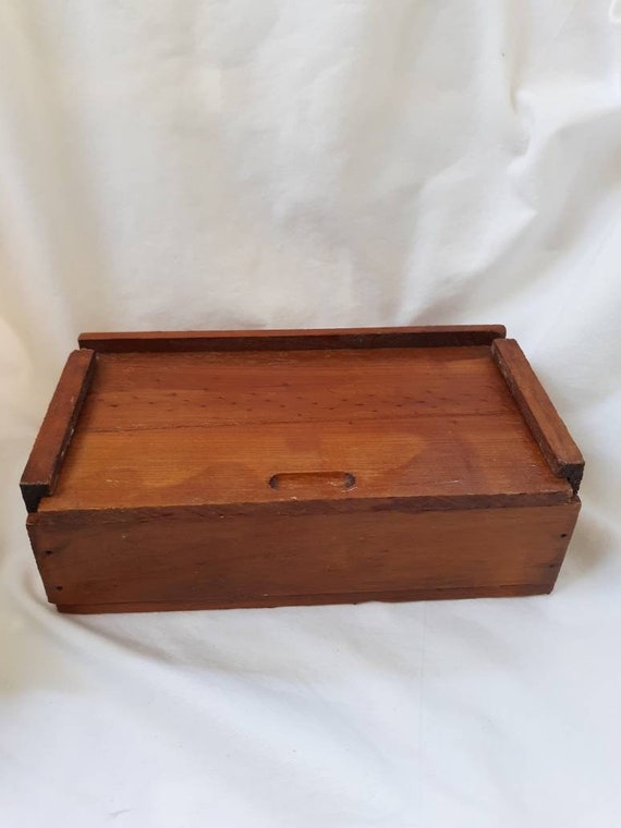 Vintage Handmade Wood Storage or Jewelry Box With 