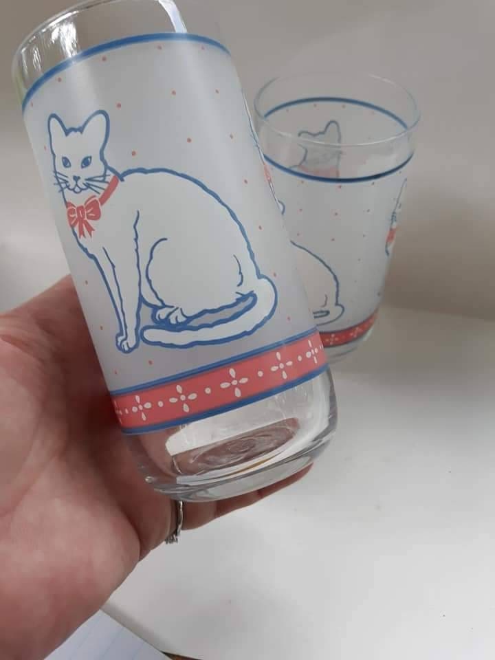 Set of 2 Libbey Cat Drinking Glasses 12 ounces Etsy