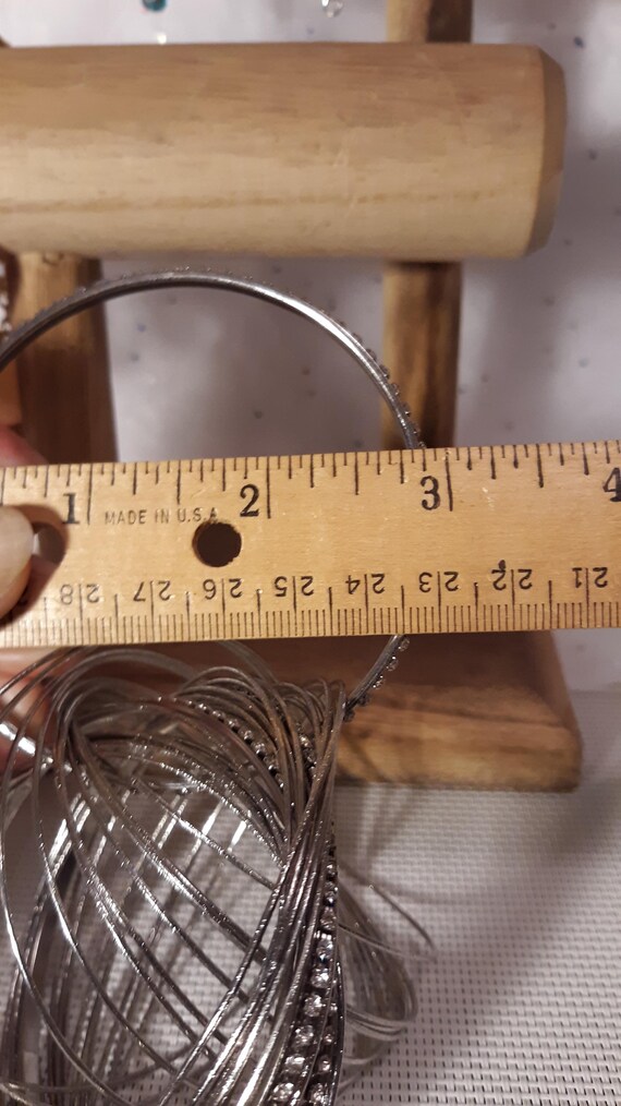 Interlocked Bangle Bracelets Silvertone With Thre… - image 5