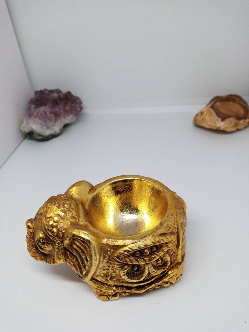 Gold Color Porcelain Elephant Ring Dish