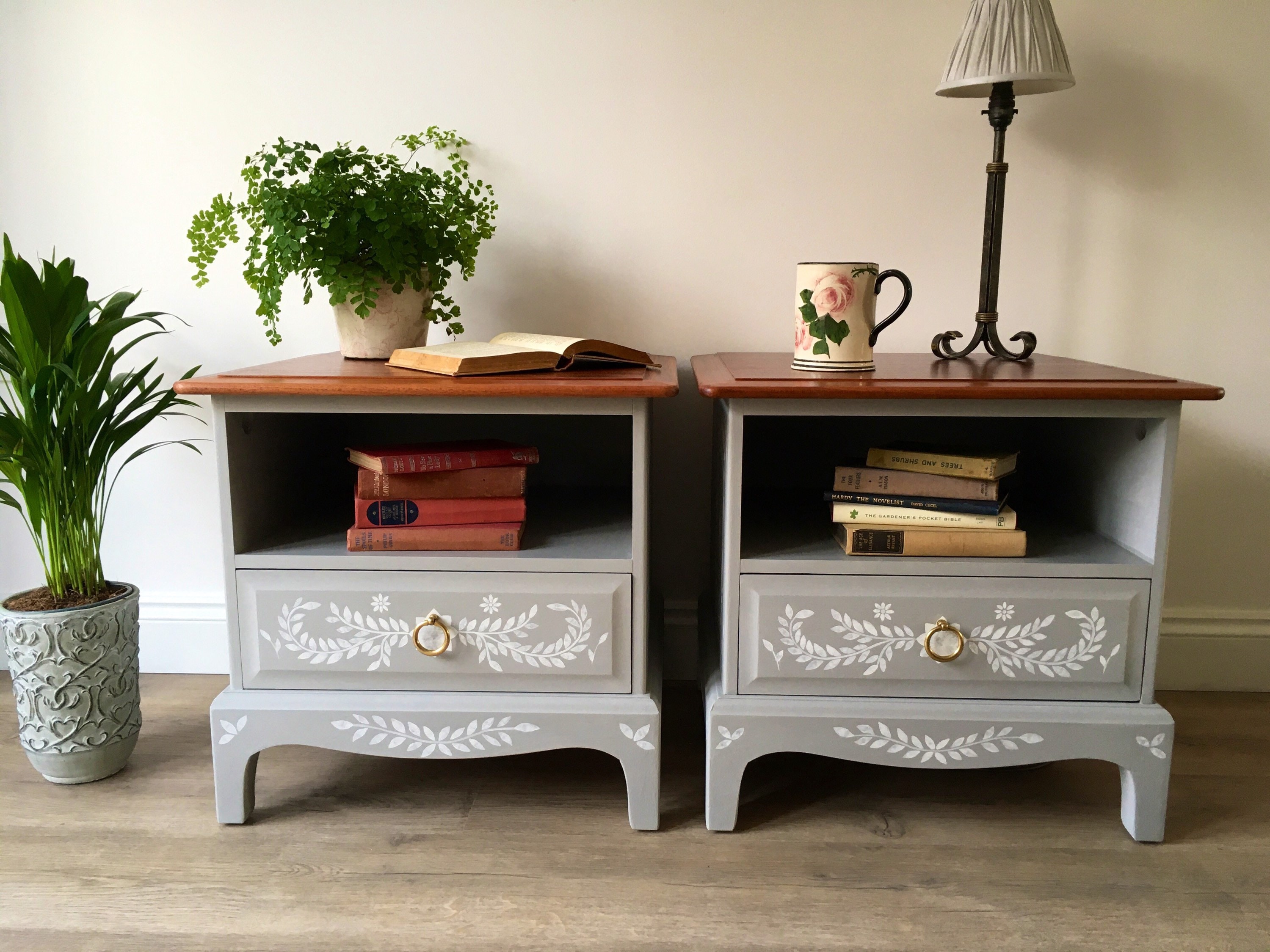 A pair of vintage hand painted bedside tables Etsy