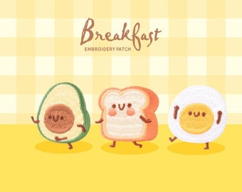 Parche bordado de desayuno / Apliques de huevo, tostada y aguacate