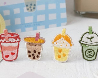Bubble tea iron on patch