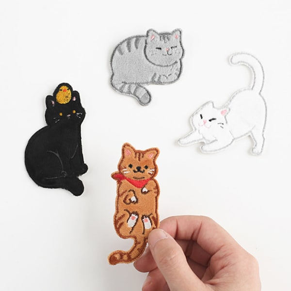 fluffy cute cat patches/iron on patch/stick on patch/sticker/scrapbook decor/cat decor/animal patch/cat lover