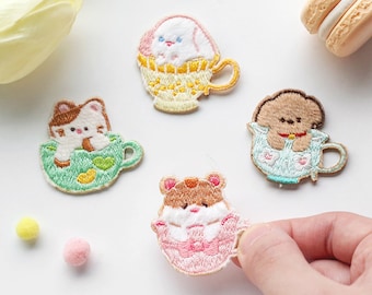 Fluffy teacup pets iron on patch