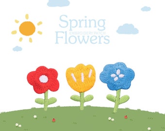 Flower Iron On Patches - Embroidered Floral Applique Set
