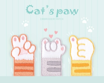 Parche bordado de pata de gato: aplique termoadhesivo para manualidades DIY