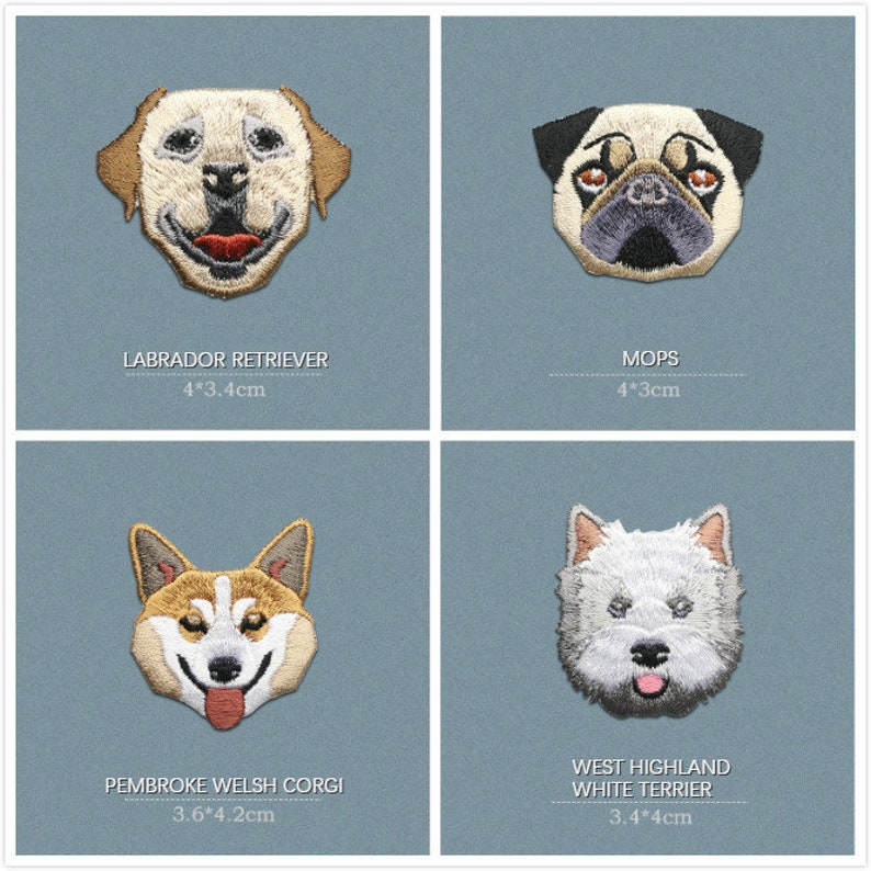 Fine dog iron on patch sew on patch / embroidery iron on patch Etsy