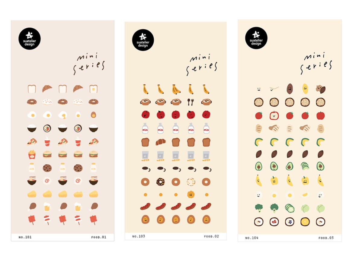 mini series food theme sticker sheet suatelier sticker etsy