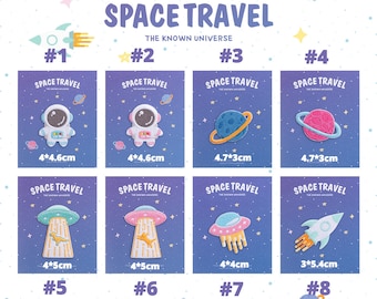 Space Travel Embroidered Iron-On Patches: Astronauts, Planets, Rockets