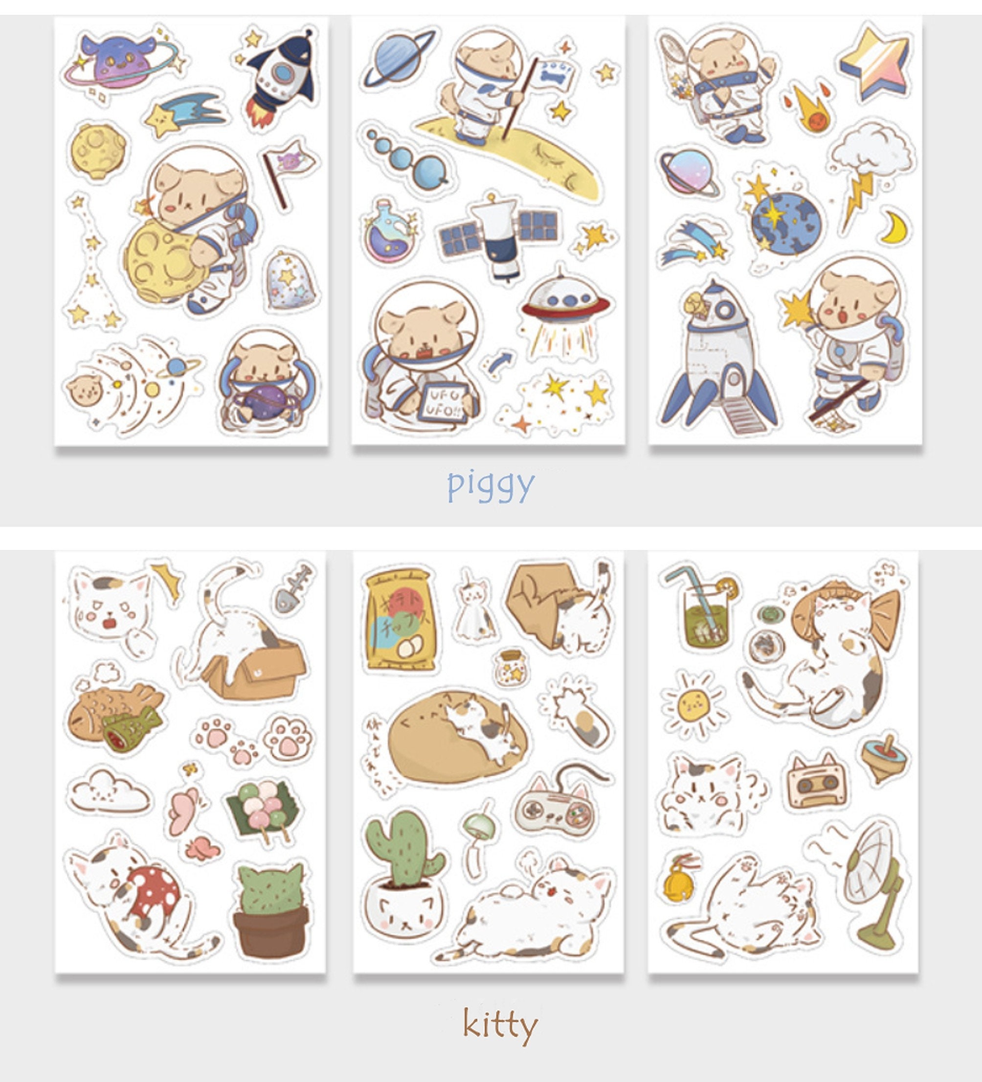 cute sticker sheets pack 3 sheetsscrapbookinganimal etsy