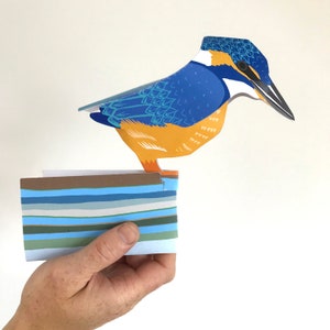 Carte martin-pêcheur, carte d'anniversaire pop-up, cadeau respectueux de l'environnement