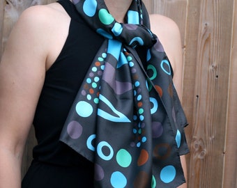 Silk scarf for women, 'Spot on' design, Designer scarf, Gift for her, Silk scarf in gift box, Silk scarves UK,