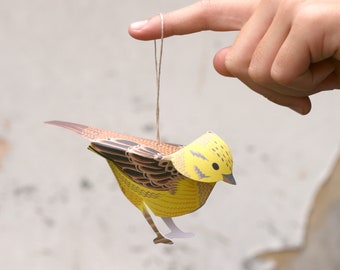 Yellowhammer Card, 3D Pop-up bird, bird card