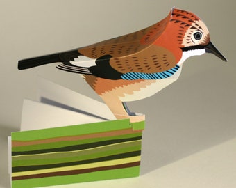 Jay Card, Pop-up paper art, 3d bird card