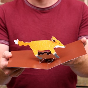 Carte pop-up renard, carte avec renard, carte pour lui, carte pour elle, fabriquée au Royaume-Uni, carte 3D