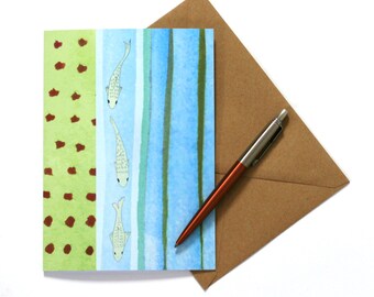 Fish card, blank card, semi abstract card