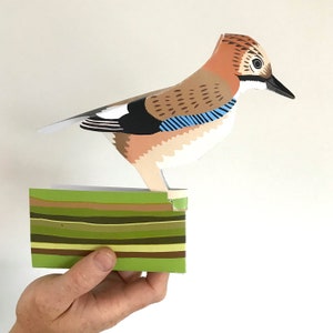 Carte de geai, art en papier pop-up, carte d'oiseau 3D