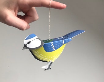 Blue Tit Card, 3D Pop-up bird card, paper bird decoration