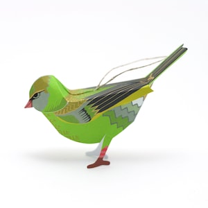 Carte verdier, pop-up oiseau britannique, décoration verdier